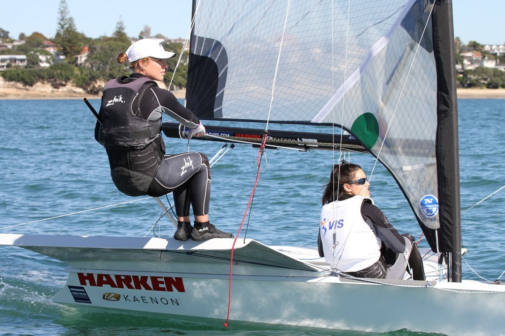 Haylee Outteridge (helm) and Alison Dale sailing the FX - Development and Training April 2012, Takapuna © Richard Gladwell www.photosport.co.nz